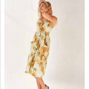 UO Emilia Linen Button Down Midi Dress